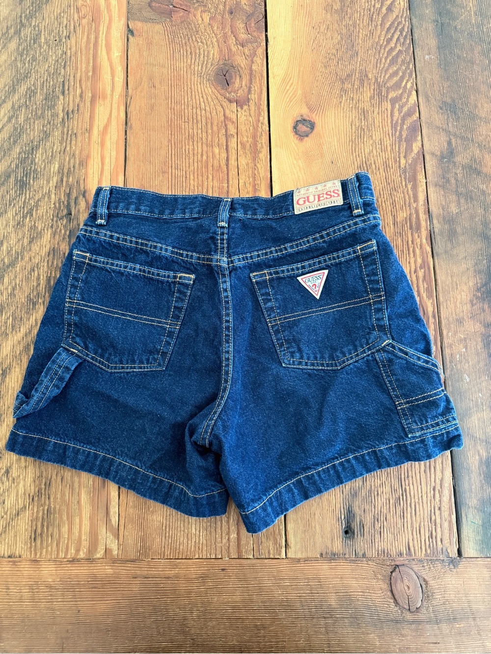 Vintage GUESS Dark Blue Denim Utility Shorts